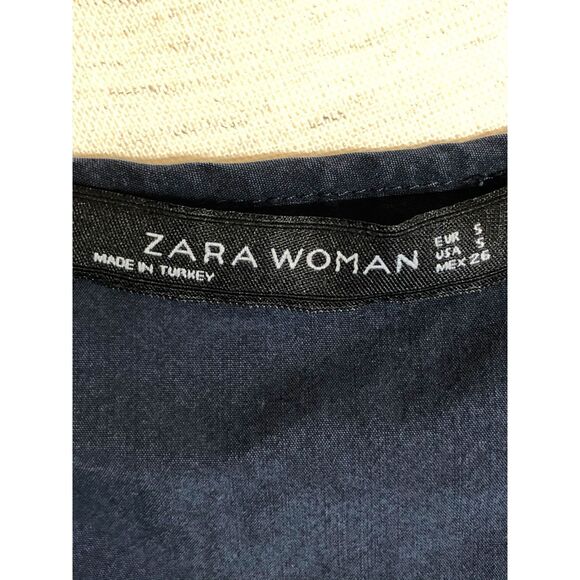 Zara Navy Ruffle Tank Top - Size Small - Picture 5 of 6